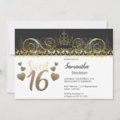 Glamoureus Gold Sweet 16 Uitnodiging (Voorkant)
