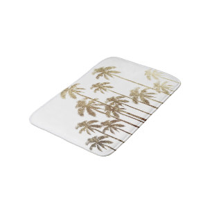 Glamoureus Gold Tropical Palm Trees op wit Badmat