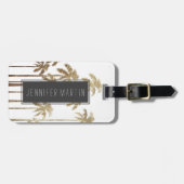 Glamoureus Gold Tropical Palm Trees op wit Bagagelabel (Voorkant horizontaal)