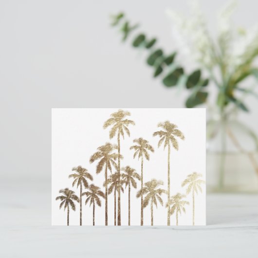 Glamoureus Gold Tropical Palm Trees op wit Briefkaart (Staand voorkant)