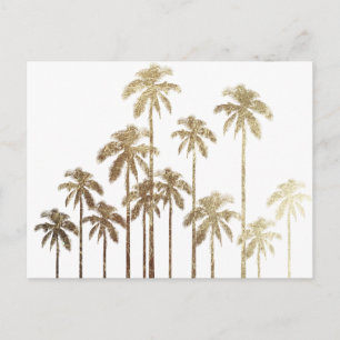 Glamoureus Gold Tropical Palm Trees op wit Briefkaart