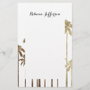 Glamoureus Gold Tropical Palm Trees op wit Briefpapier