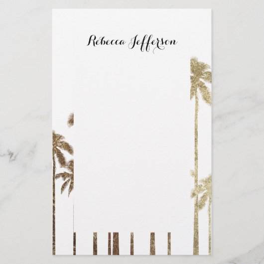 Glamoureus Gold Tropical Palm Trees op wit Briefpapier (Voorkant)