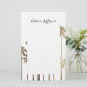 Glamoureus Gold Tropical Palm Trees op wit Briefpapier (Staand voorkant)