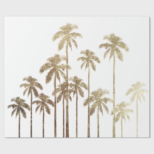 Glamoureus Gold Tropical Palm Trees op wit Cadeaupapier (Vlak)