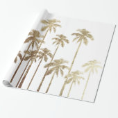 Glamoureus Gold Tropical Palm Trees op wit Cadeaupapier (Uitgerold)