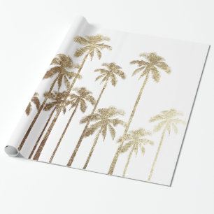 Glamoureus Gold Tropical Palm Trees op wit Cadeaupapier