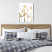 Glamoureus Gold Tropical Palm Trees op wit Canvas Afdruk (Insitu (Slaapkamer))