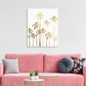 Glamoureus Gold Tropical Palm Trees op wit Canvas Afdruk (Insitu (Woonkamer))