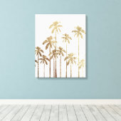 Glamoureus Gold Tropical Palm Trees op wit Canvas Afdruk (Insitu (Houten vloer))