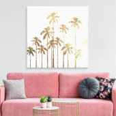 Glamoureus Gold Tropical Palm Trees op wit Canvas Afdruk (Insitu (Woonkamer))