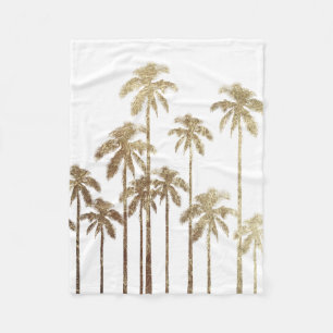Glamoureus Gold Tropical Palm Trees op wit Fleece Deken