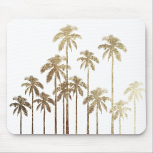 Glamoureus Gold Tropical Palm Trees op wit Muismat