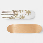 Glamoureus Gold Tropical Palm Trees op wit Persoonlijk Skateboard (Horizontaal)