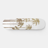 Glamoureus Gold Tropical Palm Trees op wit Persoonlijk Skateboard (Horizontaal)