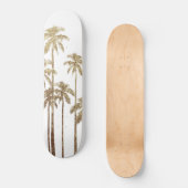 Glamoureus Gold Tropical Palm Trees op wit Persoonlijk Skateboard (Voorkant)