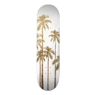 Glamoureus Gold Tropical Palm Trees op wit Persoonlijk Skateboard