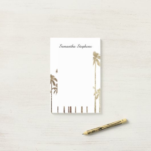 Glamoureus Gold Tropical Palm Trees op wit Post-it® Notes (Op bureau)