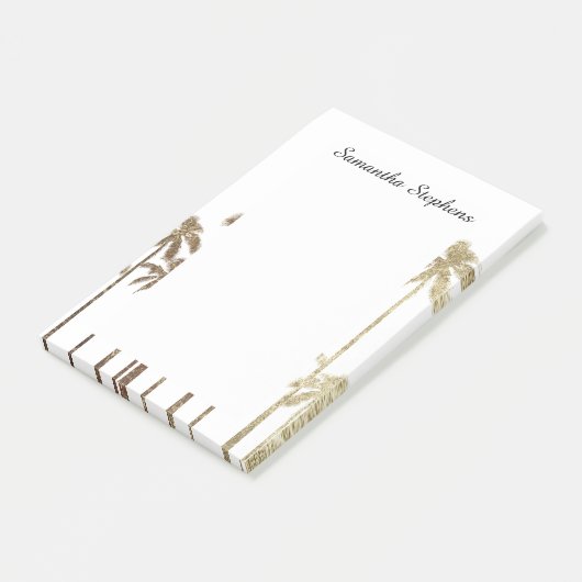 Glamoureus Gold Tropical Palm Trees op wit Post-it® Notes (Schuin)