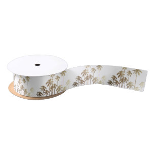 Glamoureus Gold Tropical Palm Trees op wit Satijnen Lint