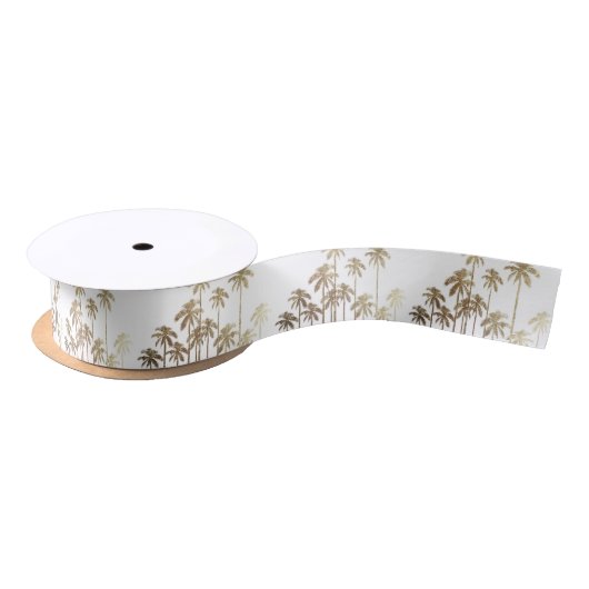 Glamoureus Gold Tropical Palm Trees op wit Satijnen Lint (Spoel)