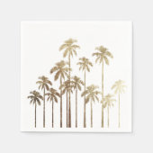 Glamoureus Gold Tropical Palm Trees op wit Servet (Voorkant)
