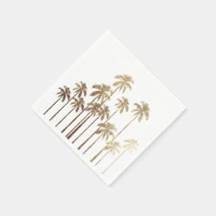 Glamoureus Gold Tropical Palm Trees op wit Servet