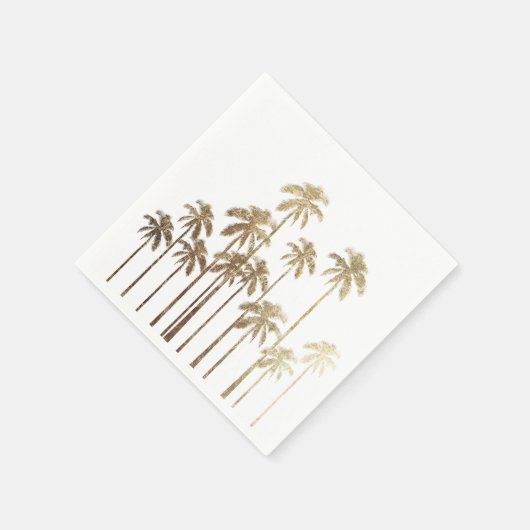 Glamoureus Gold Tropical Palm Trees op wit Servet (Hoek)