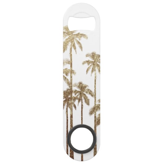 Glamoureus Gold Tropical Palm Trees op wit Speed Flessenopener (Achterkant)