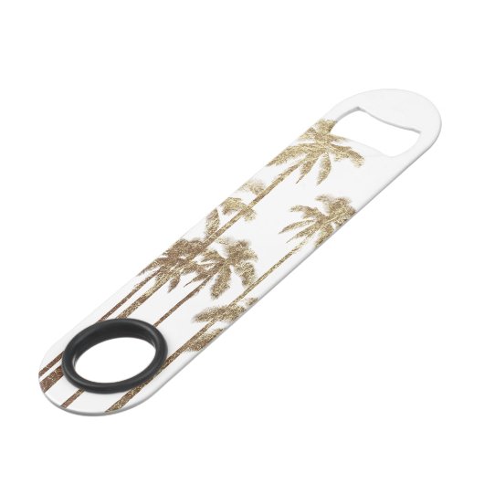 Glamoureus Gold Tropical Palm Trees op wit Speed Flessenopener (Achterkant Gekanteld)