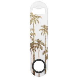 Glamoureus Gold Tropical Palm Trees op wit Speed Flessenopener