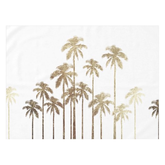 Glamoureus Gold Tropical Palm Trees op wit Tafelkleed (Voorkant (Horizontaal))