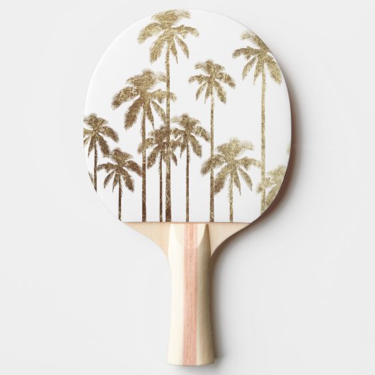 Glamoureus Gold Tropical Palm Trees op wit Tafeltennisbatje (Voorkant)