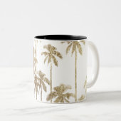 Glamoureus Gold Tropical Palm Trees op wit Tweekleurige Koffiemok (Voorkant rechts)