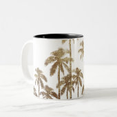 Glamoureus Gold Tropical Palm Trees op wit Tweekleurige Koffiemok (Voorkant links)