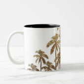 Glamoureus Gold Tropical Palm Trees op wit Tweekleurige Koffiemok (Links)