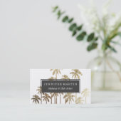 Glamoureus Gold Tropical Palm Trees op wit Visitekaartje (Staand voorkant)