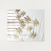 Glamoureus Gold Tropical Palm Trees op wit Wandkleed (Voorkant (horizontaal))