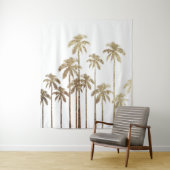 Glamoureus Gold Tropical Palm Trees op wit Wandkleed (In situ)