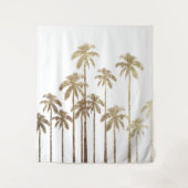 Glamoureus Gold Tropical Palm Trees op wit Wandkleed (Voorkant)