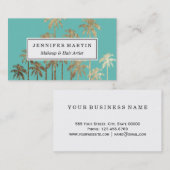 Glamoureus Gold Tropical Palm Trees Turquoise Gree Visitekaartje (Voorkant / Achterkant)