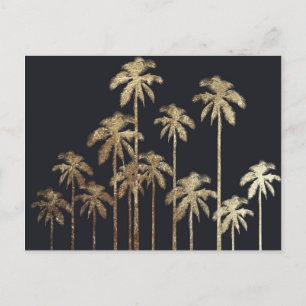 Glamoureus Gold Tropical Palm Trein op zwart Briefkaart