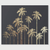 Glamoureus Gold Tropical Palm Trein op zwart Cadeaupapier (Vlak)