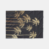 Glamoureus Gold Tropical Palm Trein op zwart Fleece Deken (Voorkant (Horizontaal))