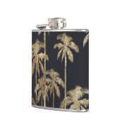 Glamoureus Gold Tropical Palm Trein op zwart Heupfles (Links)