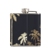 Glamoureus Gold Tropical Palm Trein op zwart Heupfles (Achterkant)