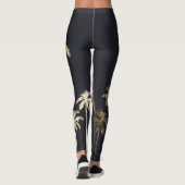 Glamoureus Gold Tropical Palm Trein op zwart Leggings (Achterkant)