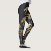 Glamoureus Gold Tropical Palm Trein op zwart Leggings (Rechts)