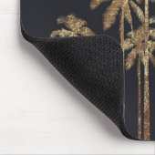 Glamoureus Gold Tropical Palm Trein op zwart Muismat (Hoek)