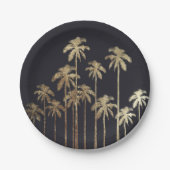 Glamoureus Gold Tropical Palm Trein op zwart Papieren Bordje (Voorkant)